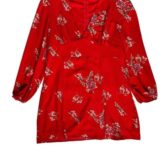 Fashion Nova Land of Make Believe Floral Flare Dress Plus Size 2X Red - Picture 3 of 12